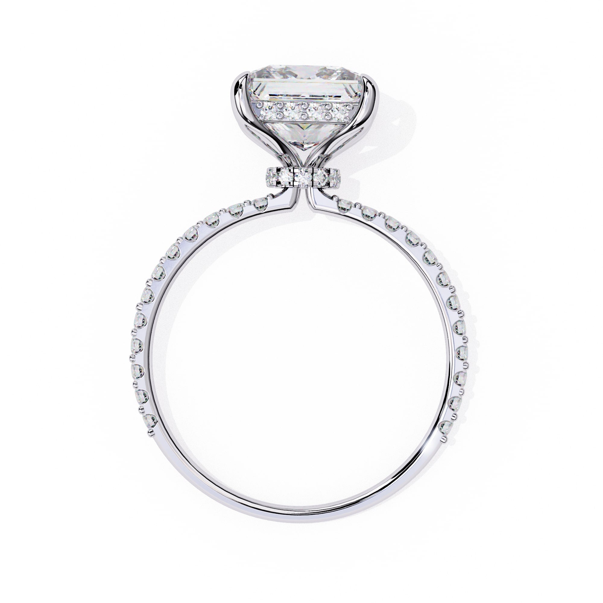 Princess Diamond Hidden Halo  Engagement Ring