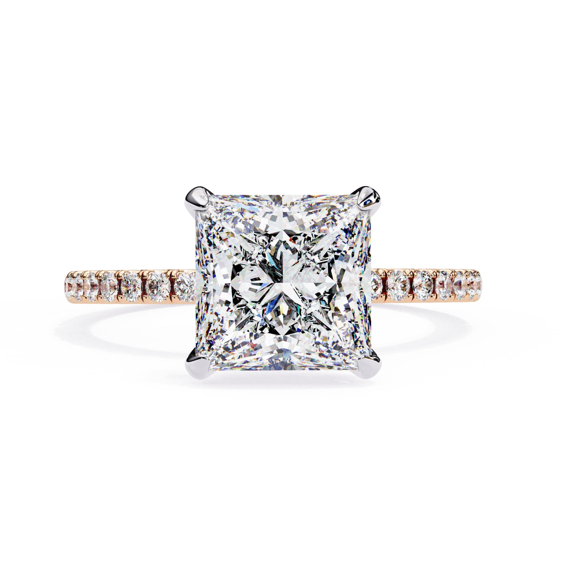 Solitaire Accent Princess Diamond Engagement Ring