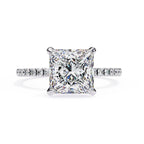 Princess Cut Solitaire Diamond Engagement Ring with Hidden Halo