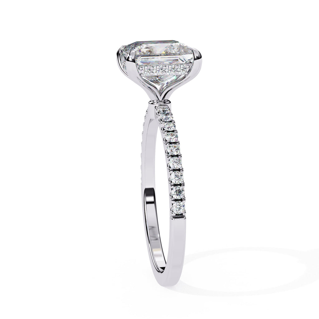 Solitaire Accent Princess Diamond Engagement Ring