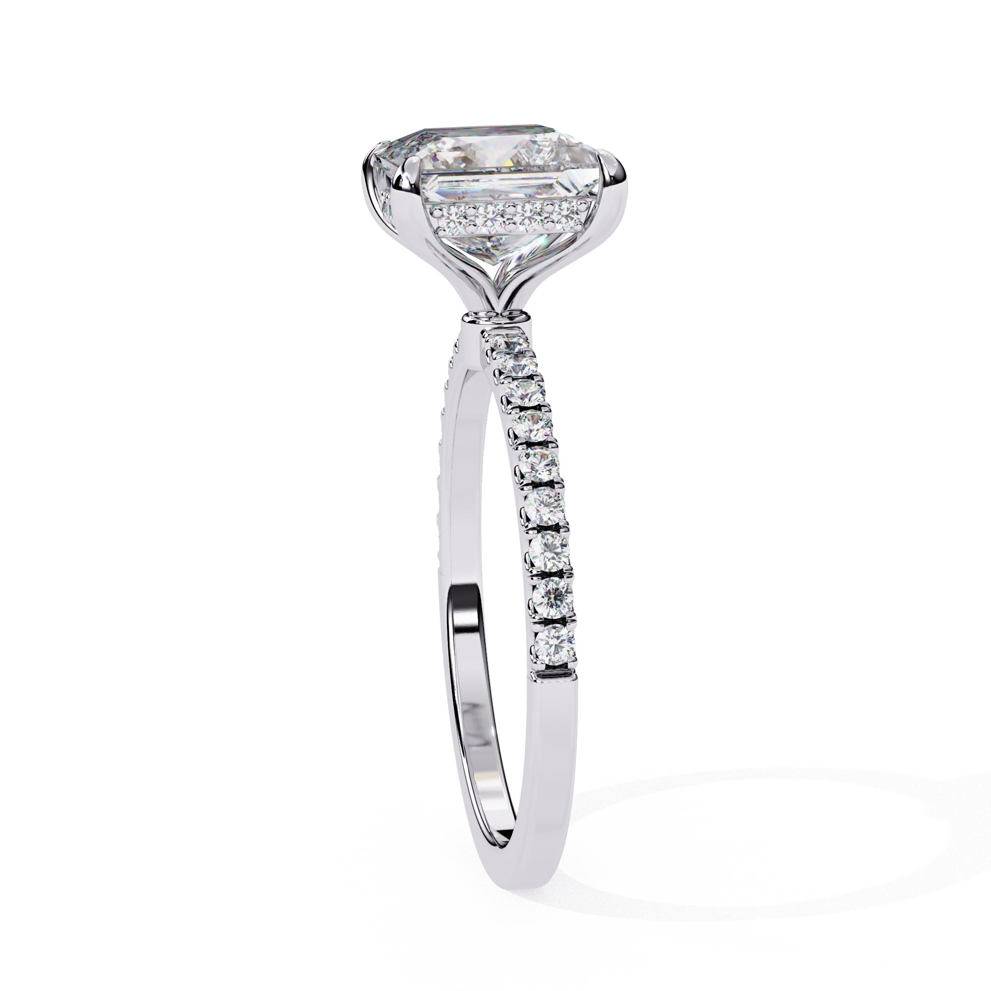Solitaire Accent Princess Diamond Engagement Ring