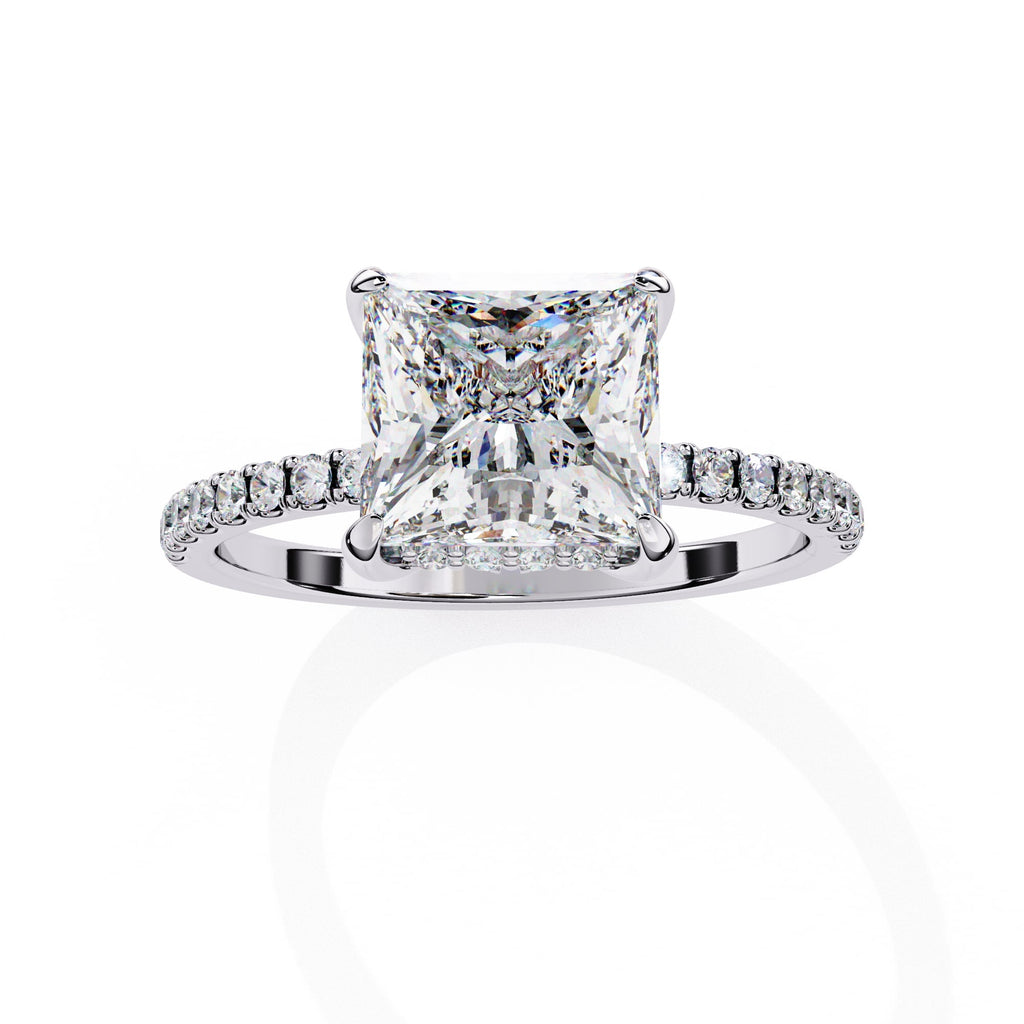 Solitaire Accent Princess Diamond Engagement Ring