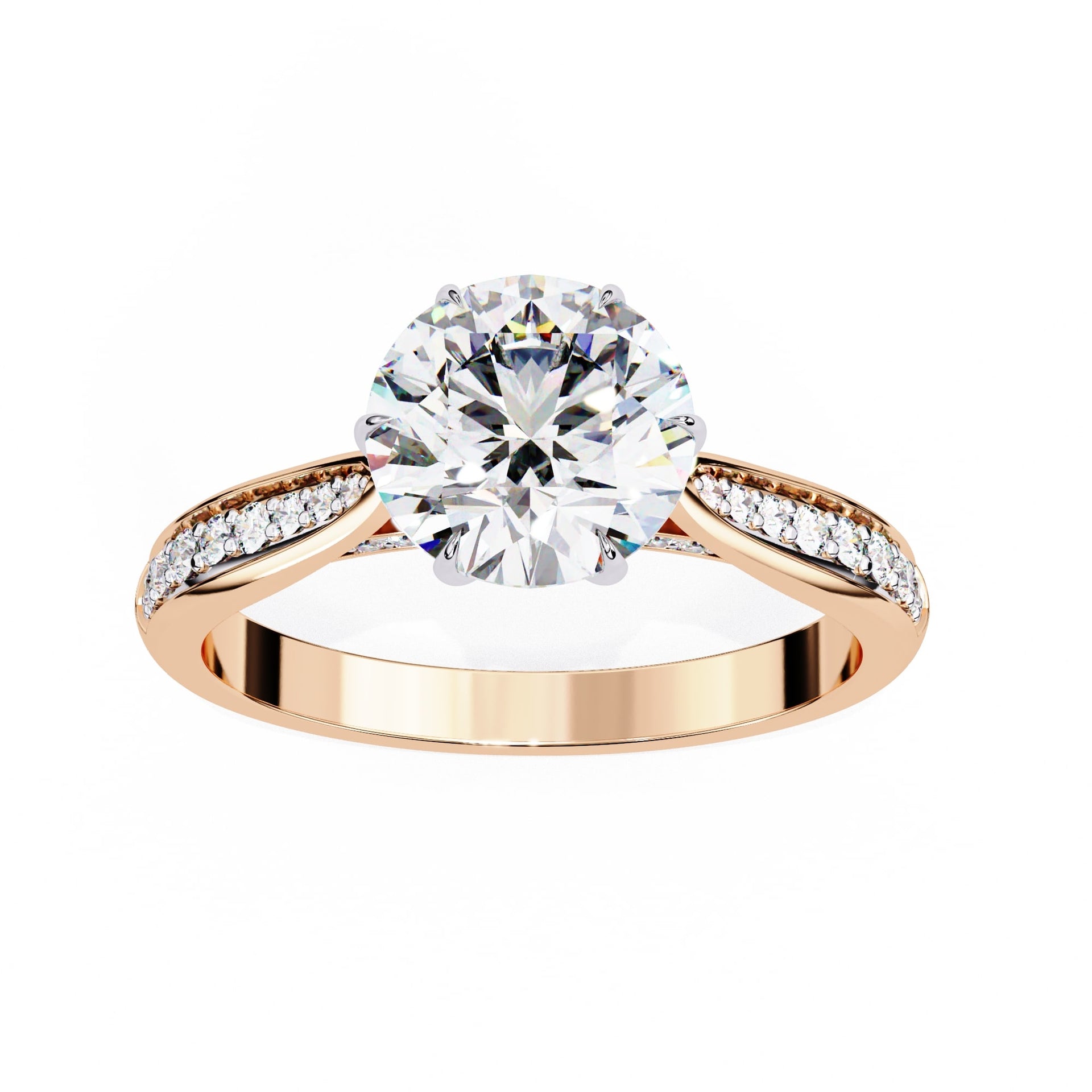 Lab Diamond Round Cut Solitaire Accent Ring
