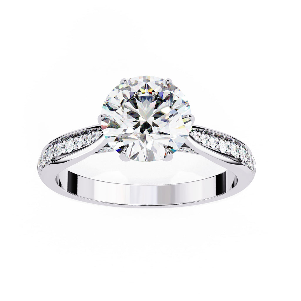 Modern Lab Diamond Round Cut Solitaire Accent Ring