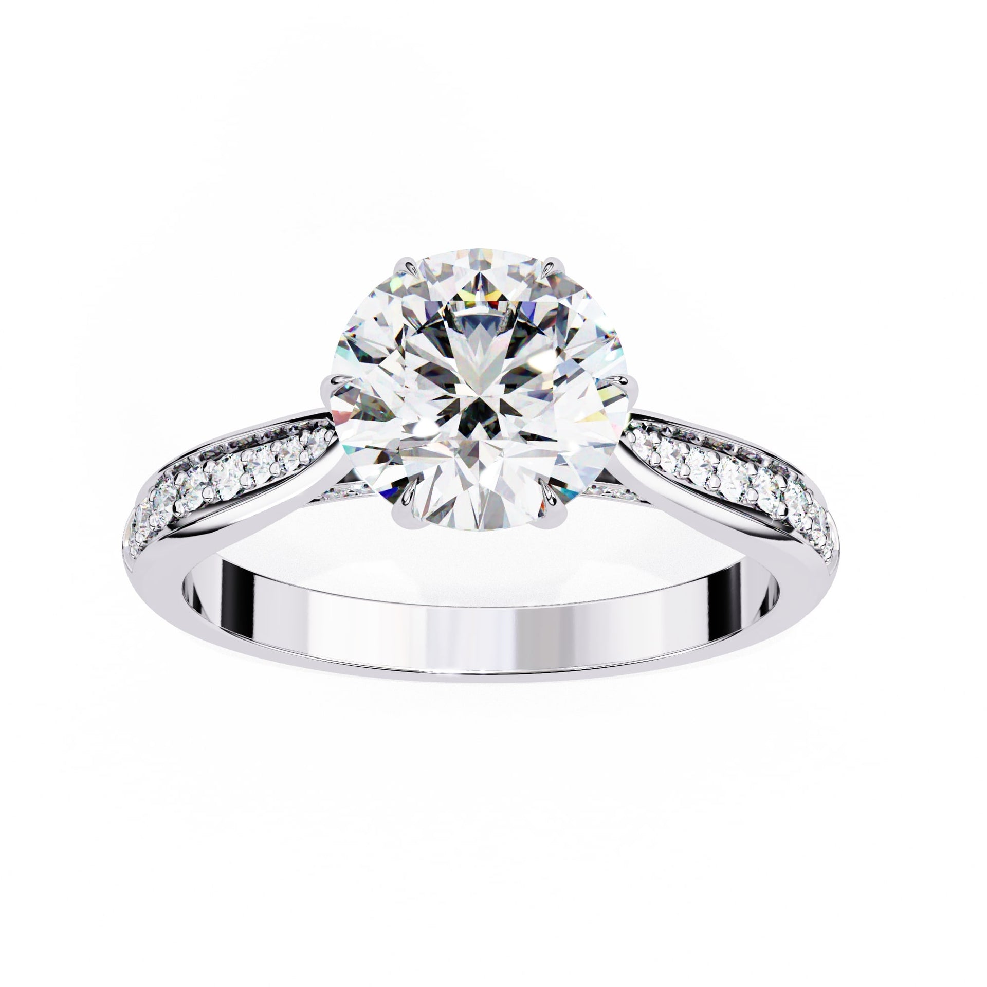 Lab Diamond Round Cut Solitaire Accent Ring
