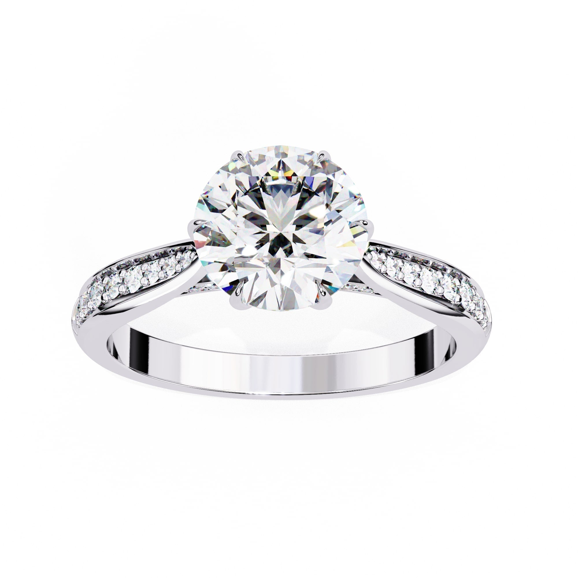 Modern Lab Diamond Round Cut Solitaire Accent Ring