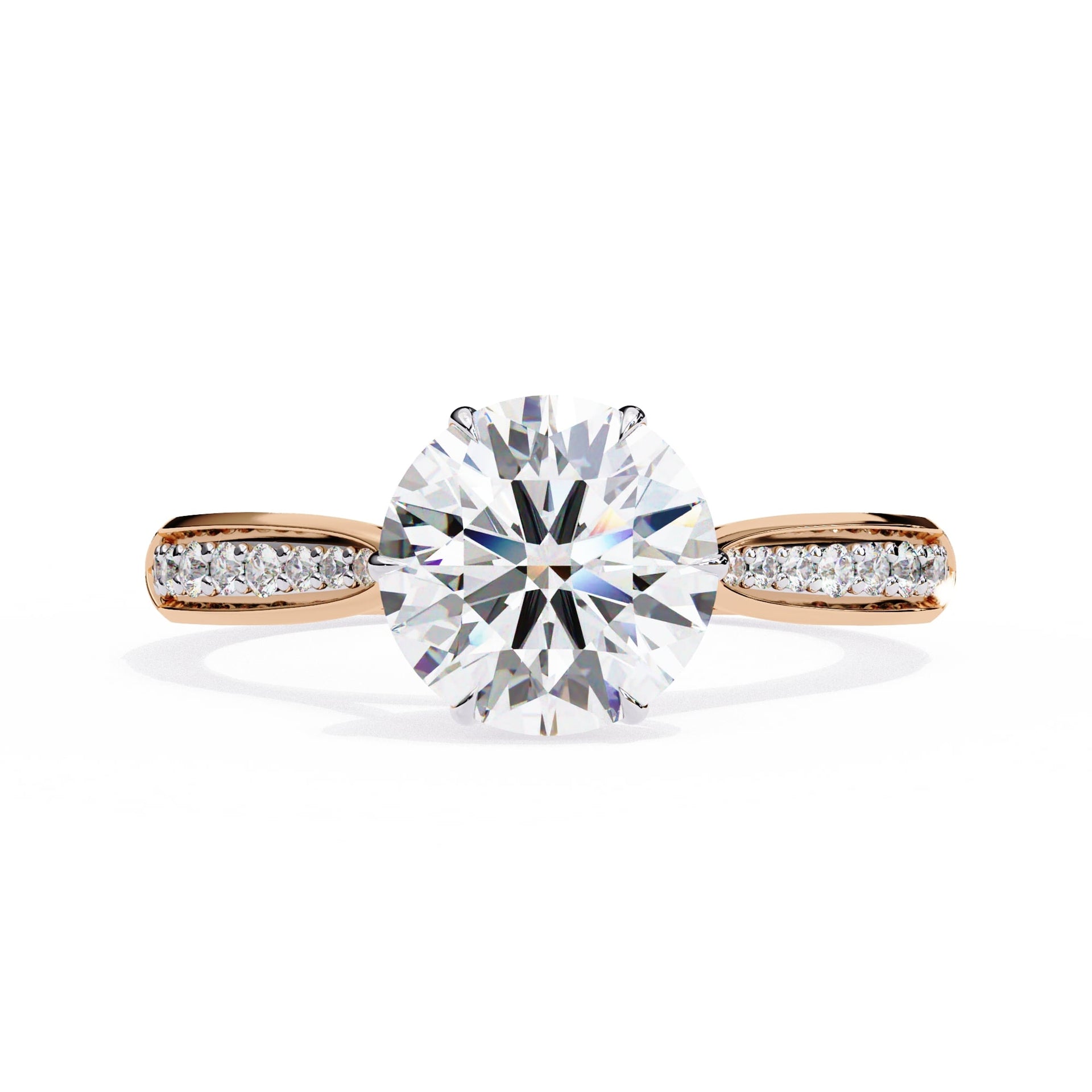 Lab Diamond Round Cut Solitaire Accent Ring