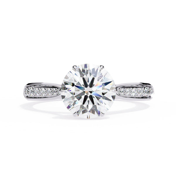 Lab Diamond Round Cut Solitaire Accent Ring