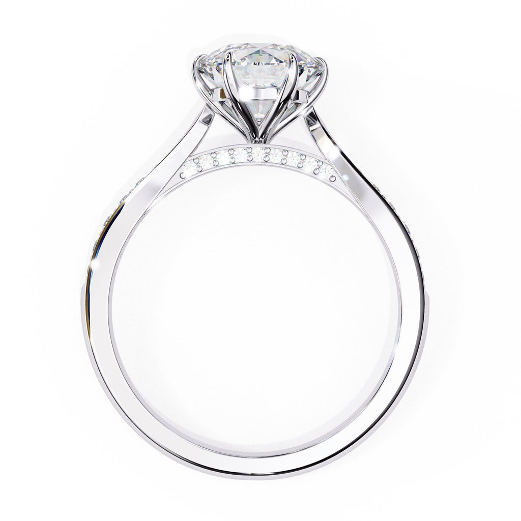 Modern Lab Diamond Round Cut Solitaire Accent Ring