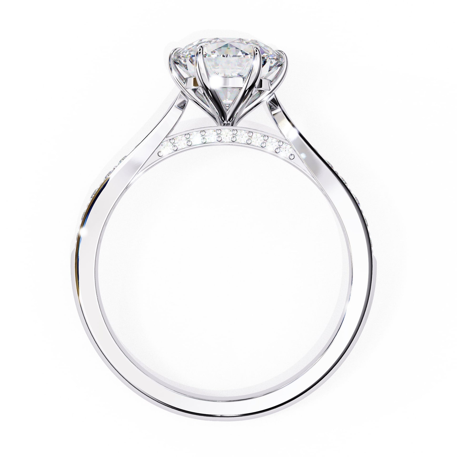 Lab Diamond Round Cut Solitaire Accent Ring