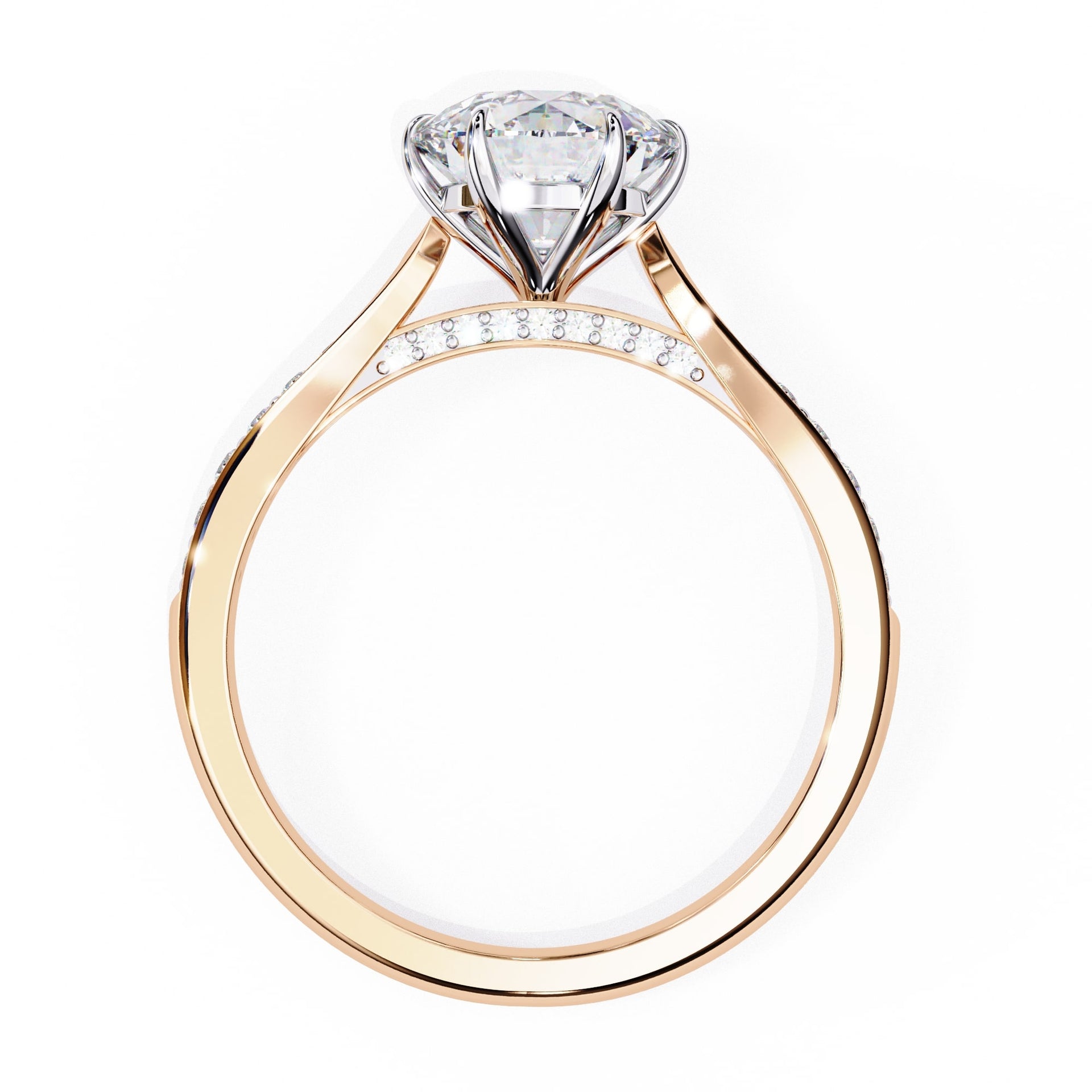 Lab Diamond Round Cut Solitaire Accent Ring