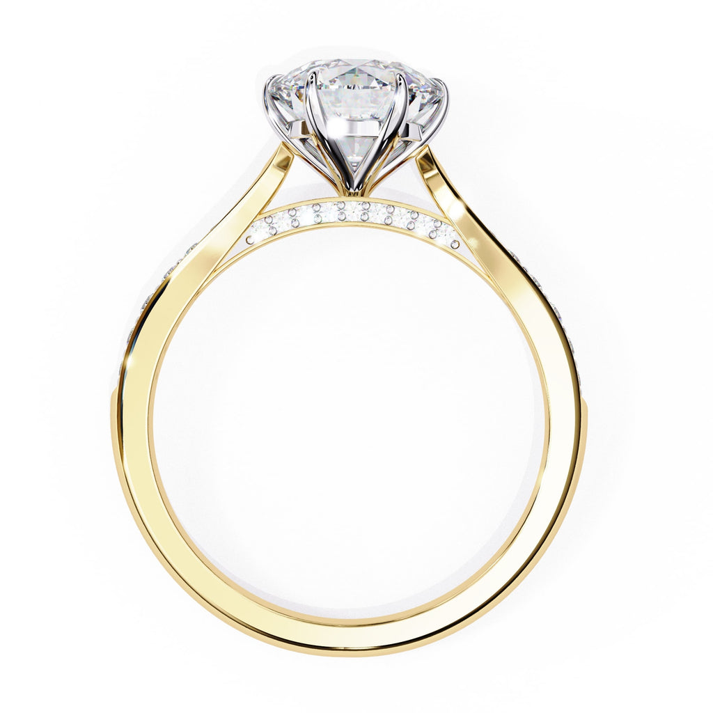 Modern Lab Diamond Round Cut Solitaire Accent Ring