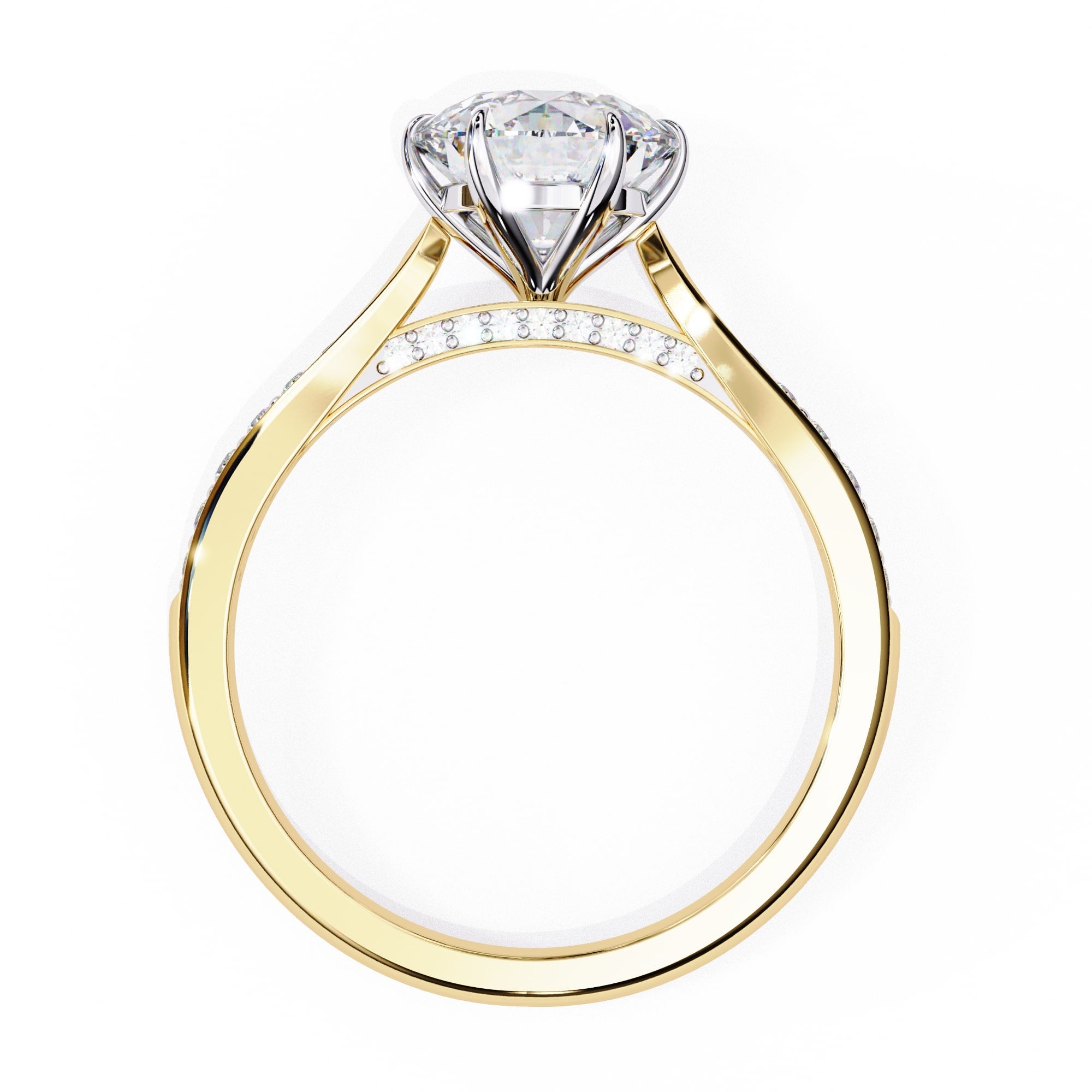 Modern Lab Diamond Round Cut Solitaire Accent Ring