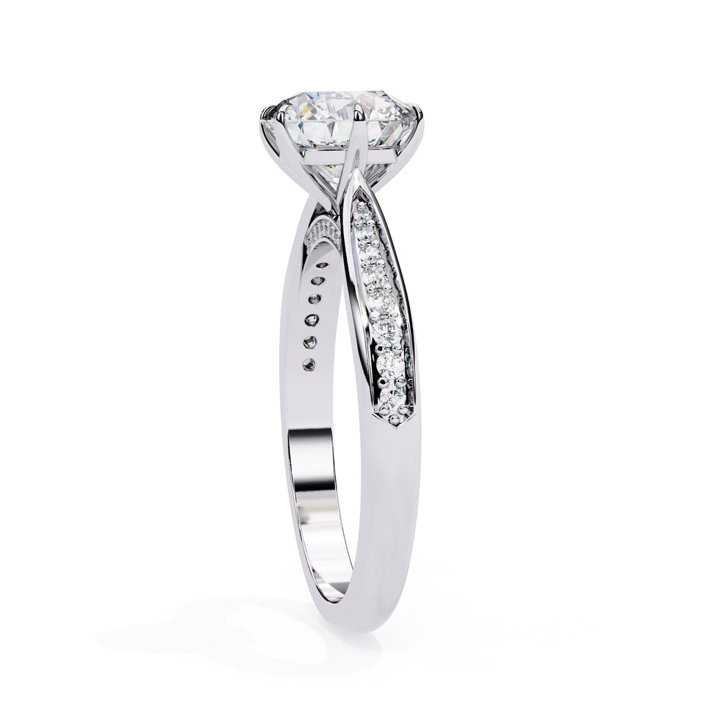 Modern Lab Diamond Round Cut Solitaire Accent Ring