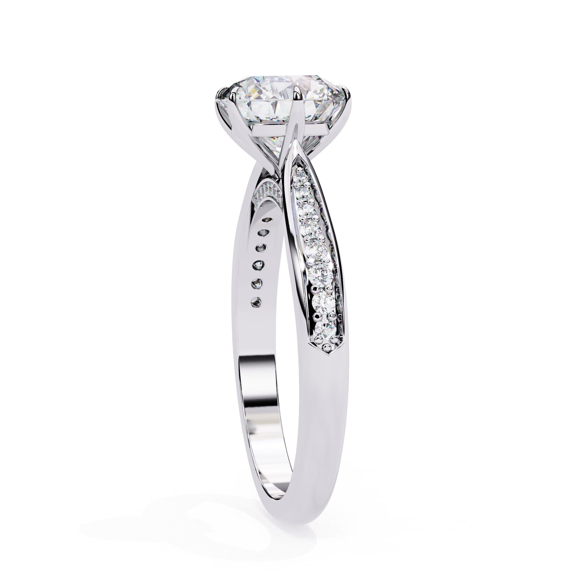Modern Lab Diamond Round Cut Solitaire Accent Ring