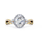 Oval Cut Diamond Twisted Band Halo Ring