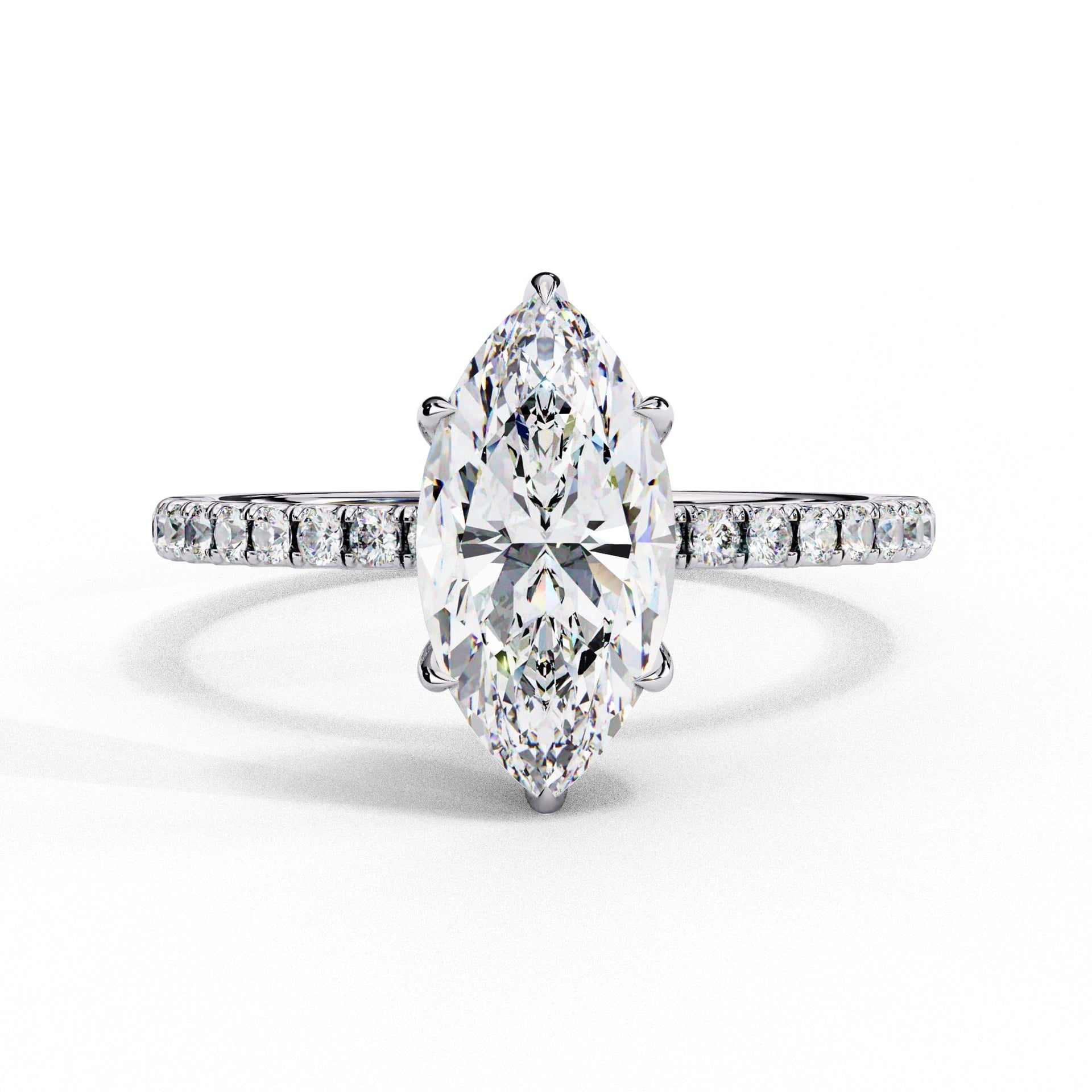 Marquise Diamond Hidden Halo Engagement Ring
