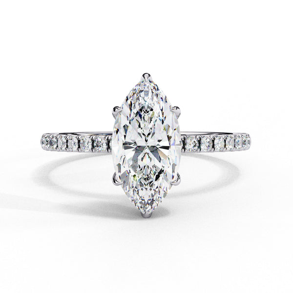 Marquise Diamond Hidden Halo Engagement Ring