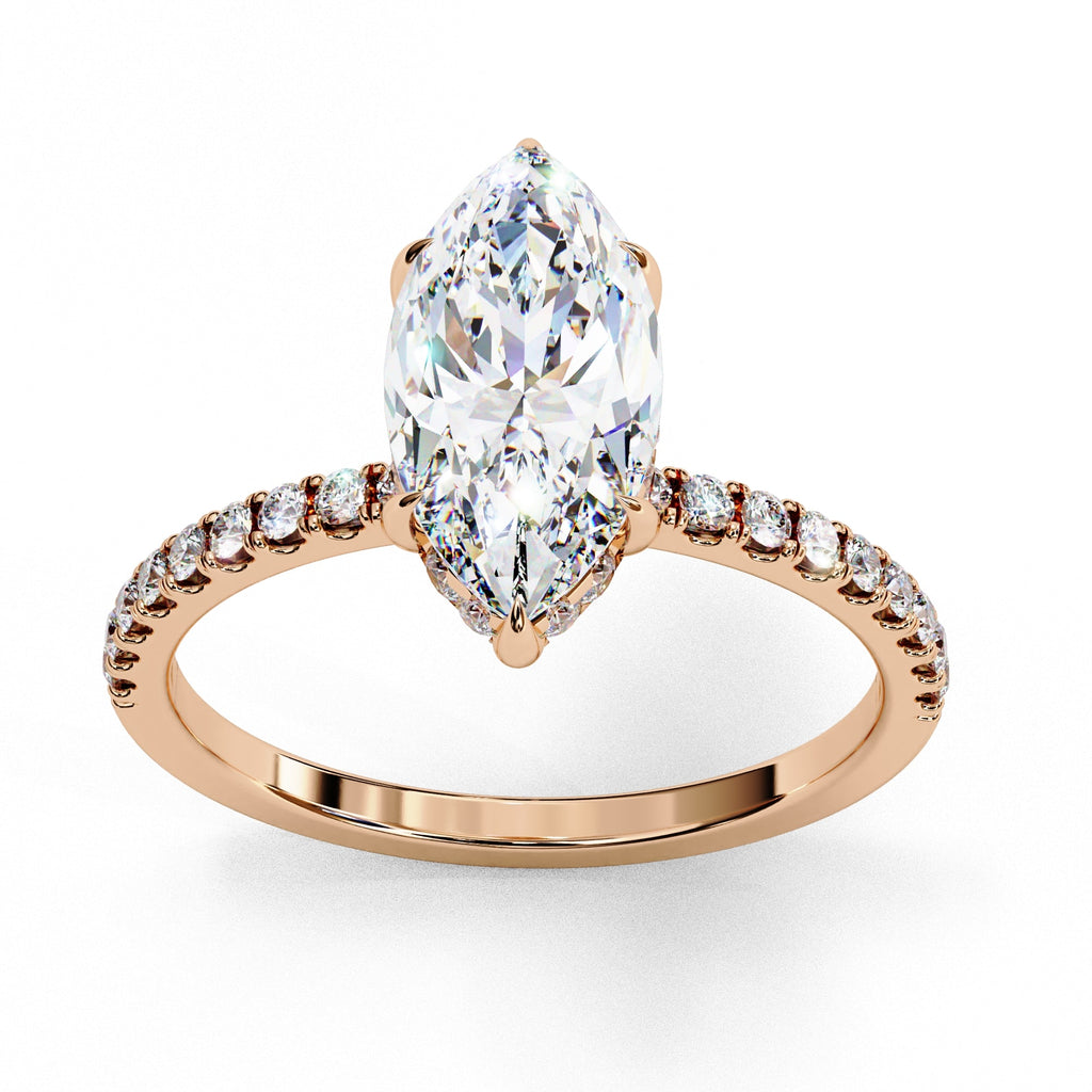 Marquise Diamond Hidden Halo Engagement Ring