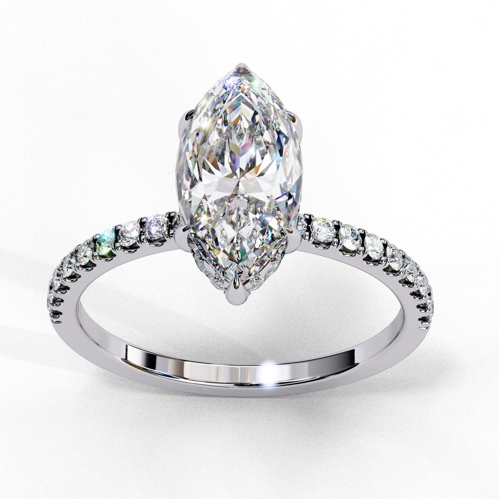 Marquise Diamond Hidden Halo Engagement Ring