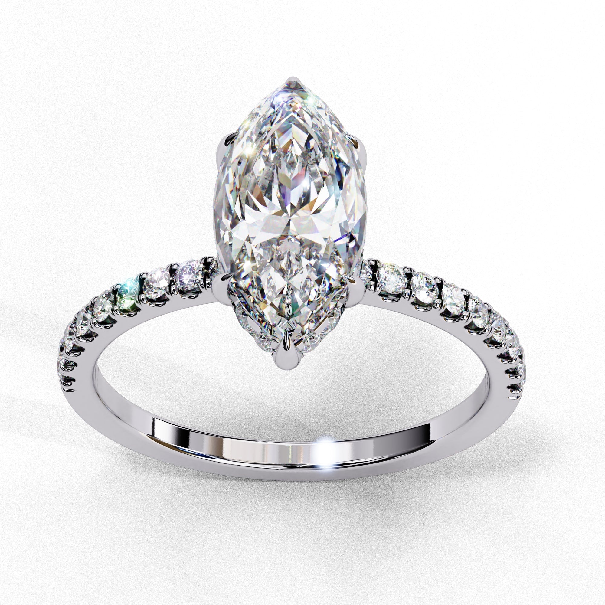Marquise Diamond Hidden Halo Engagement Ring