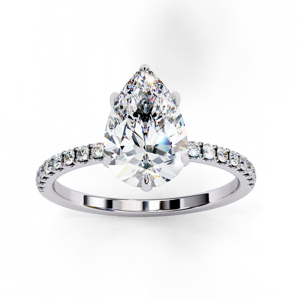 Yellow Gold Pear Diamond Halo Solitaire Ring