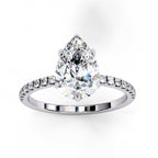 Yellow Gold Pear Diamond Halo Solitaire Ring