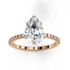 Yellow Gold Pear Diamond Halo Solitaire Ring