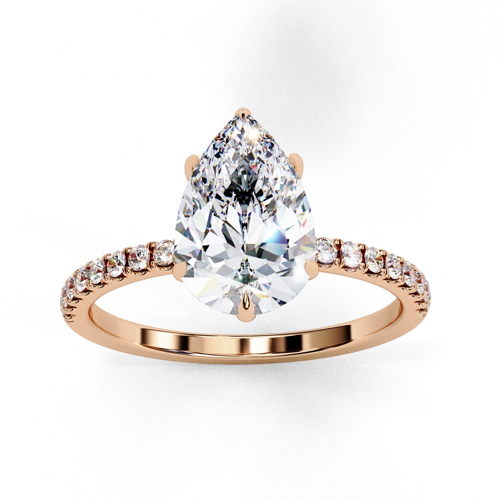 Yellow Gold Pear Diamond Halo Solitaire Ring
