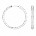 Small Hoop Lab Diamond Earrings in 14K White Gold