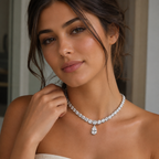 79 Carat Pear And Round Diamond Drop Necklace