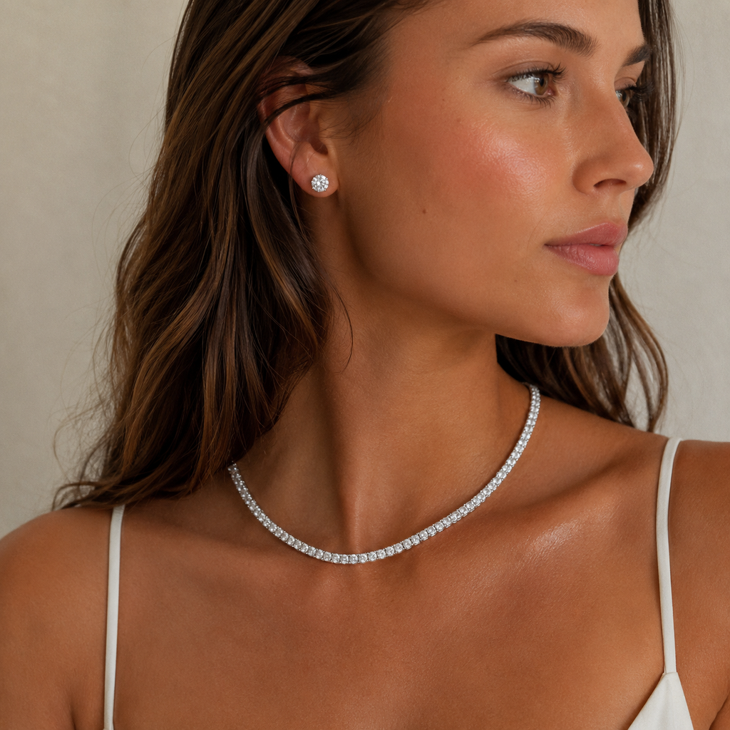 21.6 Carat Round Cut Lab Diamond Necklace