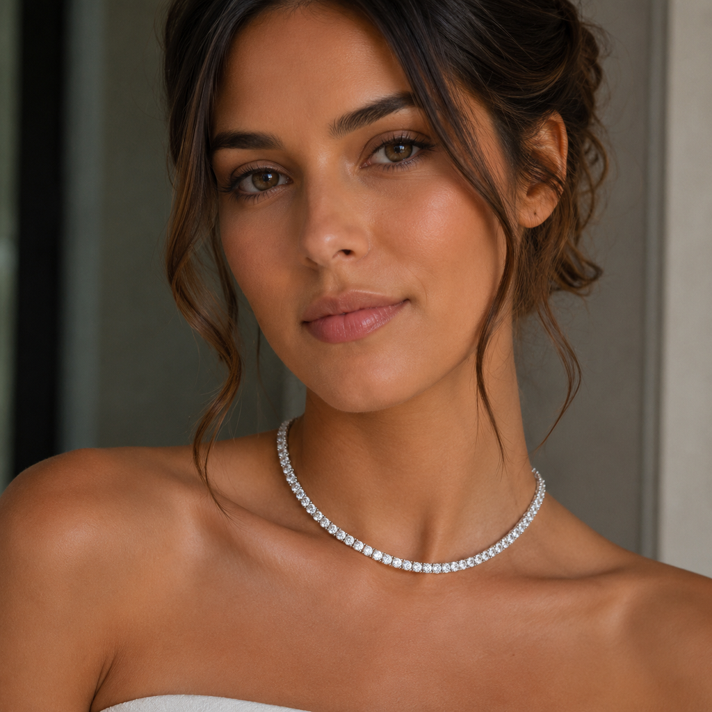 18 Carat Round Cut Lab Diamond Tennis Necklace