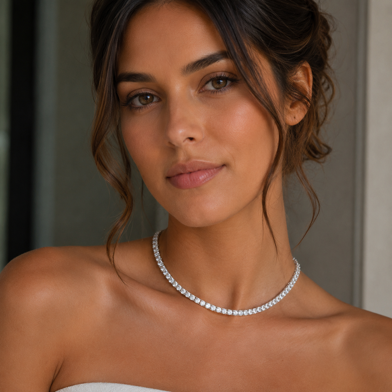 18 Carat Round Cut Lab Diamond Tennis Necklace
