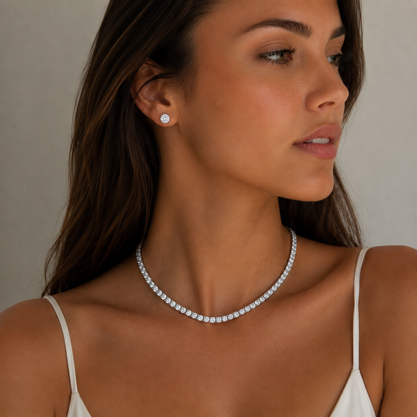 42.50 Carat Round Diamond Tennis Necklace
