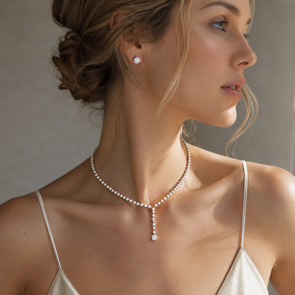 27.65 Carat Luxury Round Cut Lab Diamond Drop Necklace