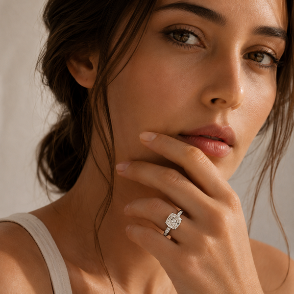1.96 Carat Cushion Cut Lab Grown Diamond 4 Prong Engagement Ring
