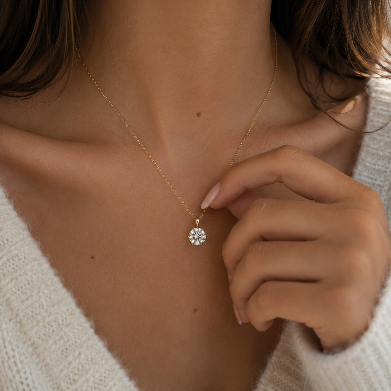 2.20 Carat Refined Round  Lab Grown Pendant
