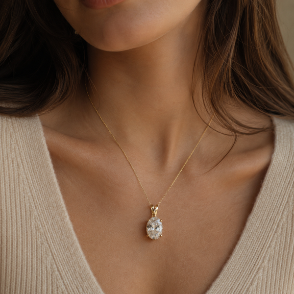 2.48 Carat Lab Grown Oval cut Diamond Pendant