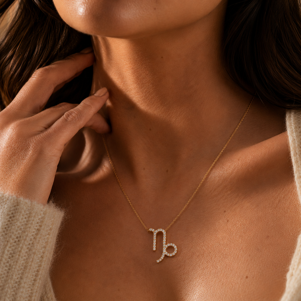 1.09 Carat Round Cut Lab Diamond Capricorn Zodiac Pendant