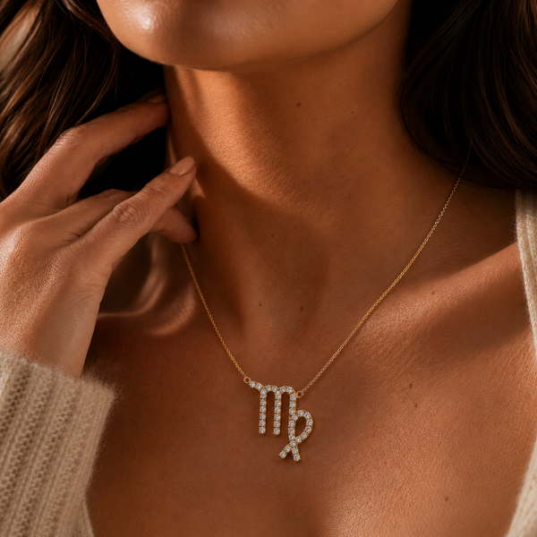 0.96 Carat Round Cut Lab Diamond Virgo Zodiac Pendant