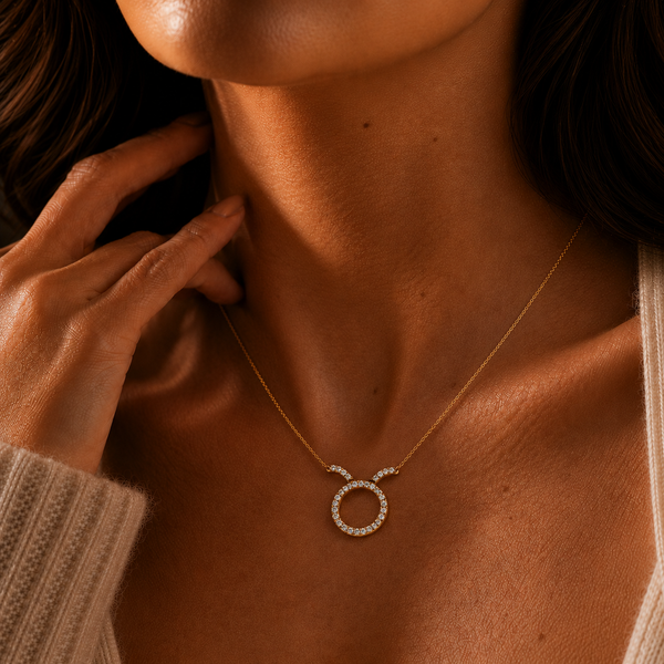 0.94 Carat Round Cut Diamond Taurus Zodiac Pendant