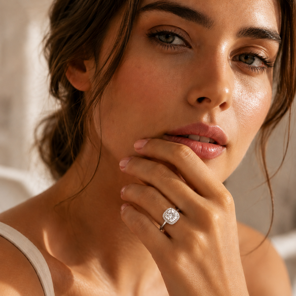 Cushion Cut 2 Carat Lab Diamond Halo Engagement Ring