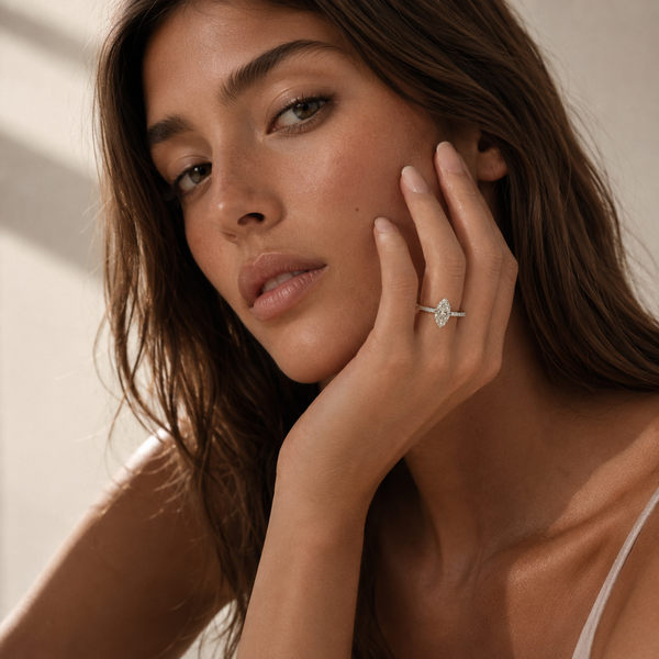 1.11 Carat Lab Grown Marquise Cut Diamond Ring For Engagement