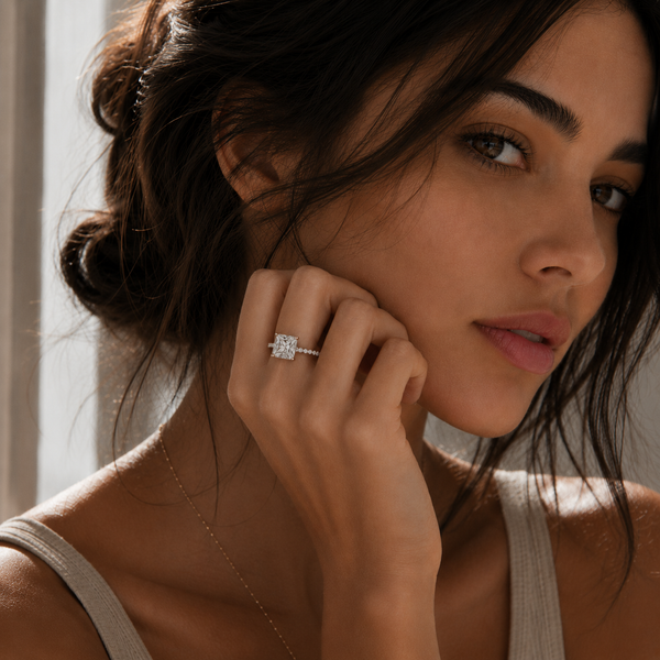 2.50 Carat Lab Grown Princess Cut Diamond Side Stone Ring