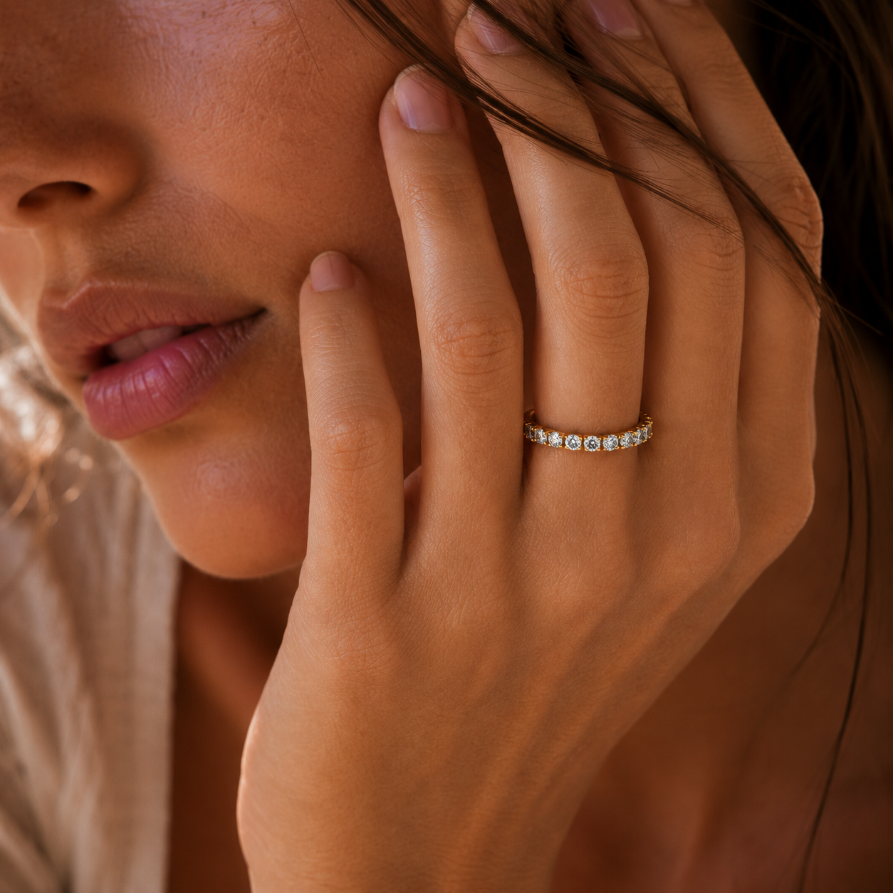 2 mm Round Lab Diamond Thin Eternity Band