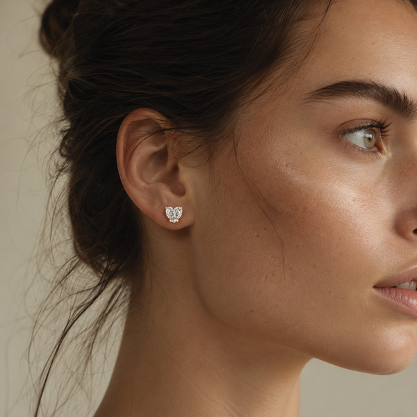 2.43 Carat Classic Lab Grown Diamond Heart Earrings For Gifts