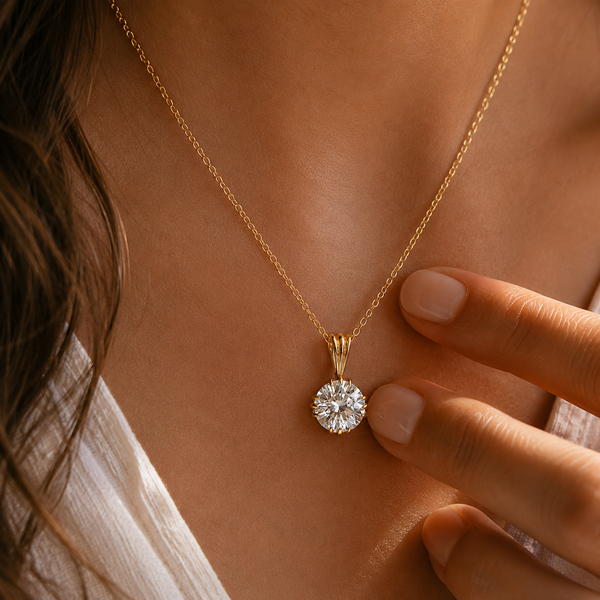 2 Carat Round Cut Lab Grown Diamond Solitaire Charm Pendant