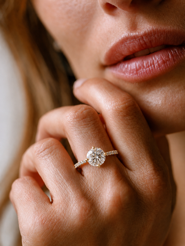 2.72 Carat Lab Grown Round Cut Diamond Ring With Claw Prongs