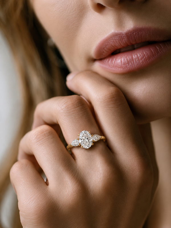3 Carat Lab Grown Diamond Three Stone Engagement Ring